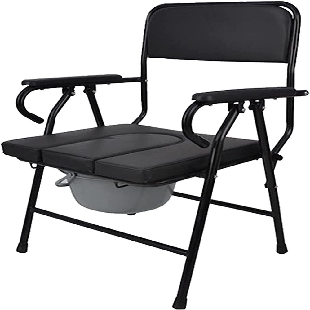 Bedside Commode Chair for Seniors with Armrests and Backrest