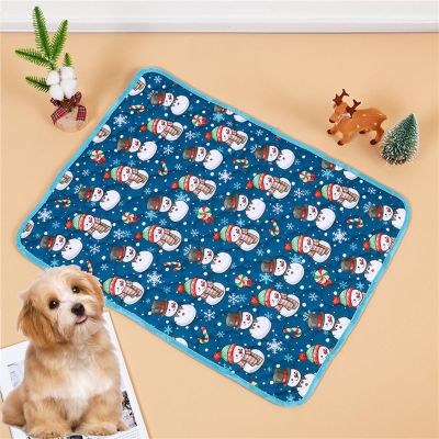 Lukery 2-Pack Washable Dog Pee Pads, Reusable Puppy Training Mats, Quick-Absorbing, M Snowman