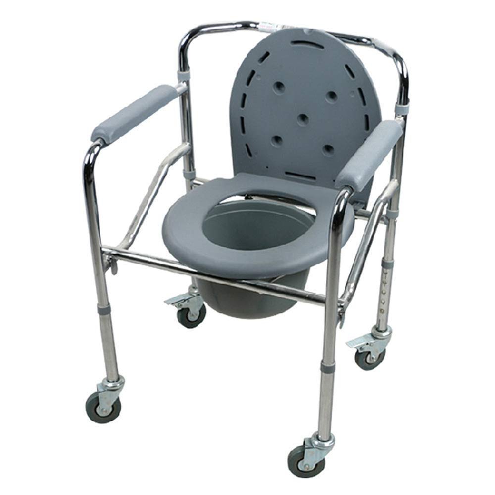 ZGYOZMNG Deluxe Steel Commode Chair, Height-Adjustable Commode Chair, Toilet Safety Frame