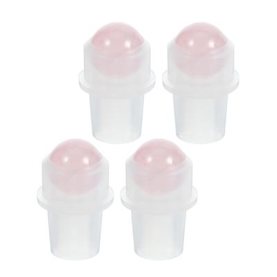 FRCOLOR 4-Piece Jade Rollerball Inserts for 10 mL Essential Oil Bottles, 16 mm Neck, Pink
