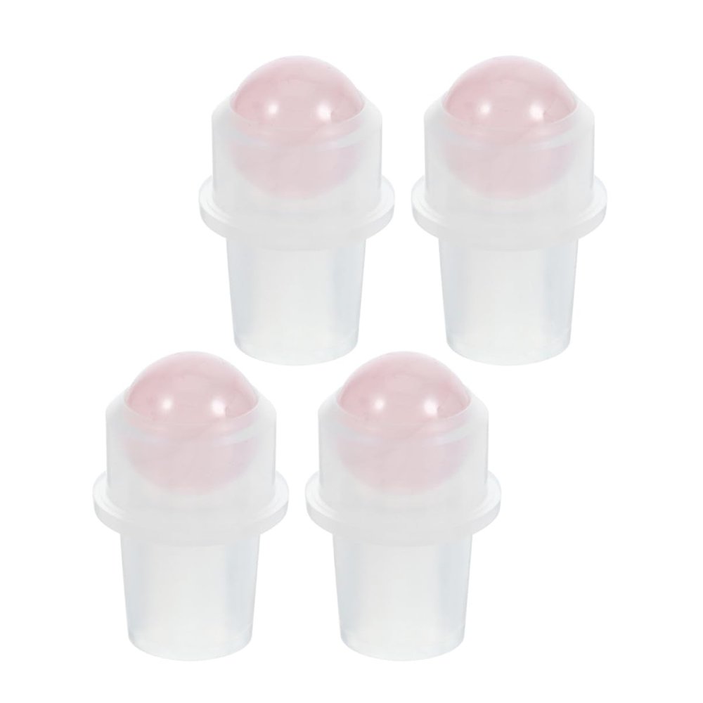 FRCOLOR 4-Piece Jade Rollerball Inserts for 10 mL Essential Oil Bottles, 16 mm Neck, Pink