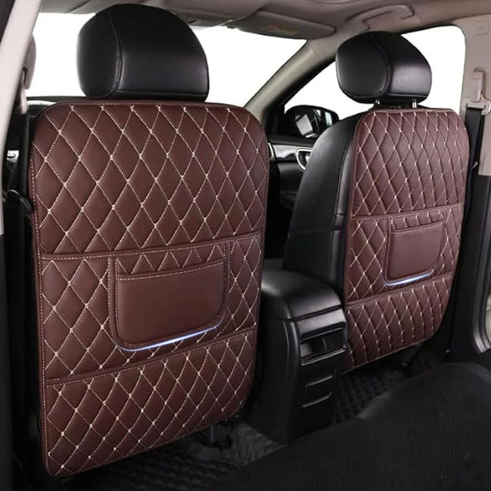 DAYKET 2-Pack Car Seat Back Protectors for Audi A4 B8/B9, A5, A6 C7/C8, Q3 F3/8U, Long Coffee