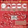 SEOUGEE Personalized Christmas Dog Collar with Bow, Adjustable Soft Cotton, Engraved Metal Buckle, Red Santa, L view 2