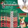 SEOUGEE Personalized Christmas Dog Collar with Bow, Adjustable Soft Cotton, Engraved Metal Buckle, Red Santa, L view 3