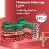 SEOUGEE Personalized Christmas Dog Collar with Bow, Adjustable Soft Cotton, Engraved Metal Buckle, Red Santa, L view 4