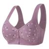 PrinStory Women's Wireless Front-Closure Bra with Snap Buttons, Purple Daisy, 40C/90C view 1