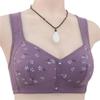 PrinStory Women's Wireless Front-Closure Bra with Snap Buttons, Purple Daisy, 40C/90C view 2