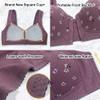 PrinStory Women's Wireless Front-Closure Bra with Snap Buttons, Purple Daisy, 40C/90C view 4