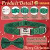 SEOUGEE Personalized Christmas Dog Collar with Bow and Leash, Green Plaid Set, XL view 2