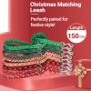 SEOUGEE Personalized Christmas Dog Collar with Bow and Leash, Green Plaid Set, XL view 4