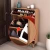 Wooden Shoe Cabinet with 3 Flip-Down Drawers, Slim Stackable Shoe Organizer (90 x view 4