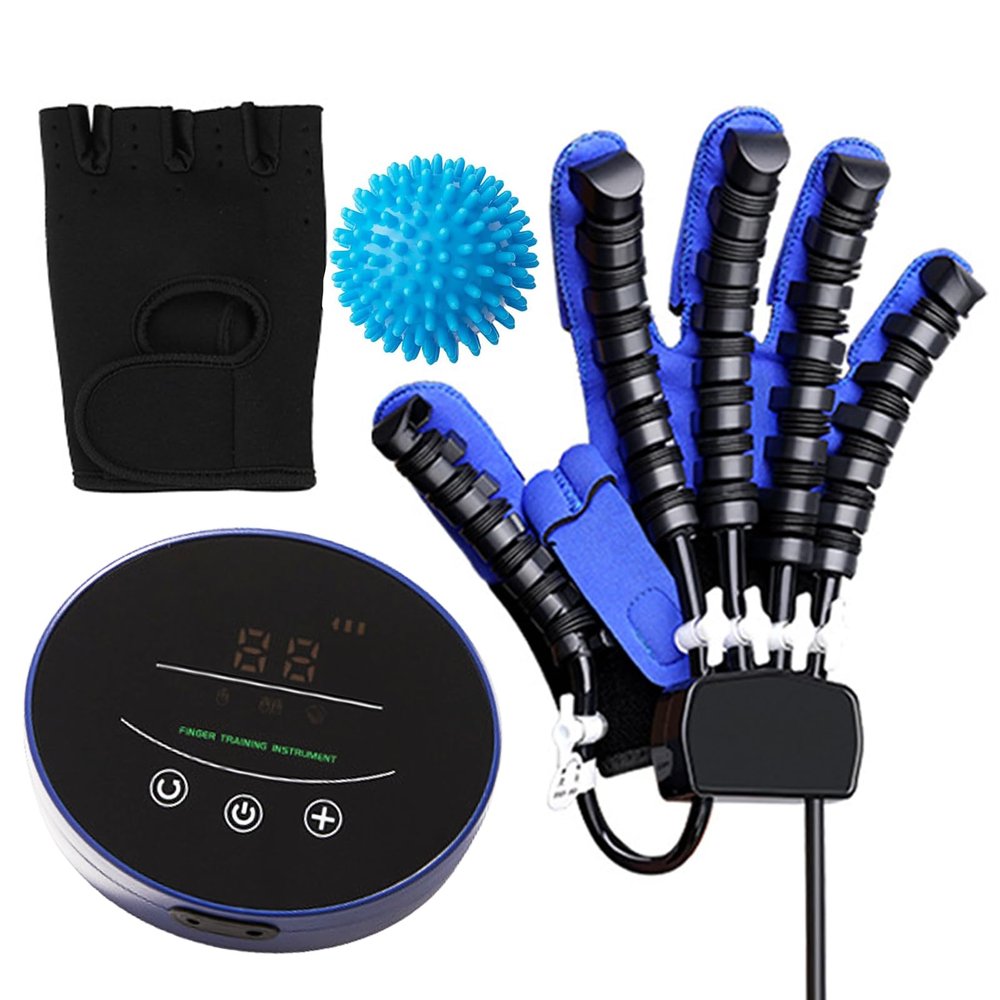 GAOXIAO Rehabilitation Robot Glove for Stroke Patients, Hemiplegia Hand Therapy Equipment, Hand and Finger Training, Finger Function Rehabilitation, Blue, Right Hand, L