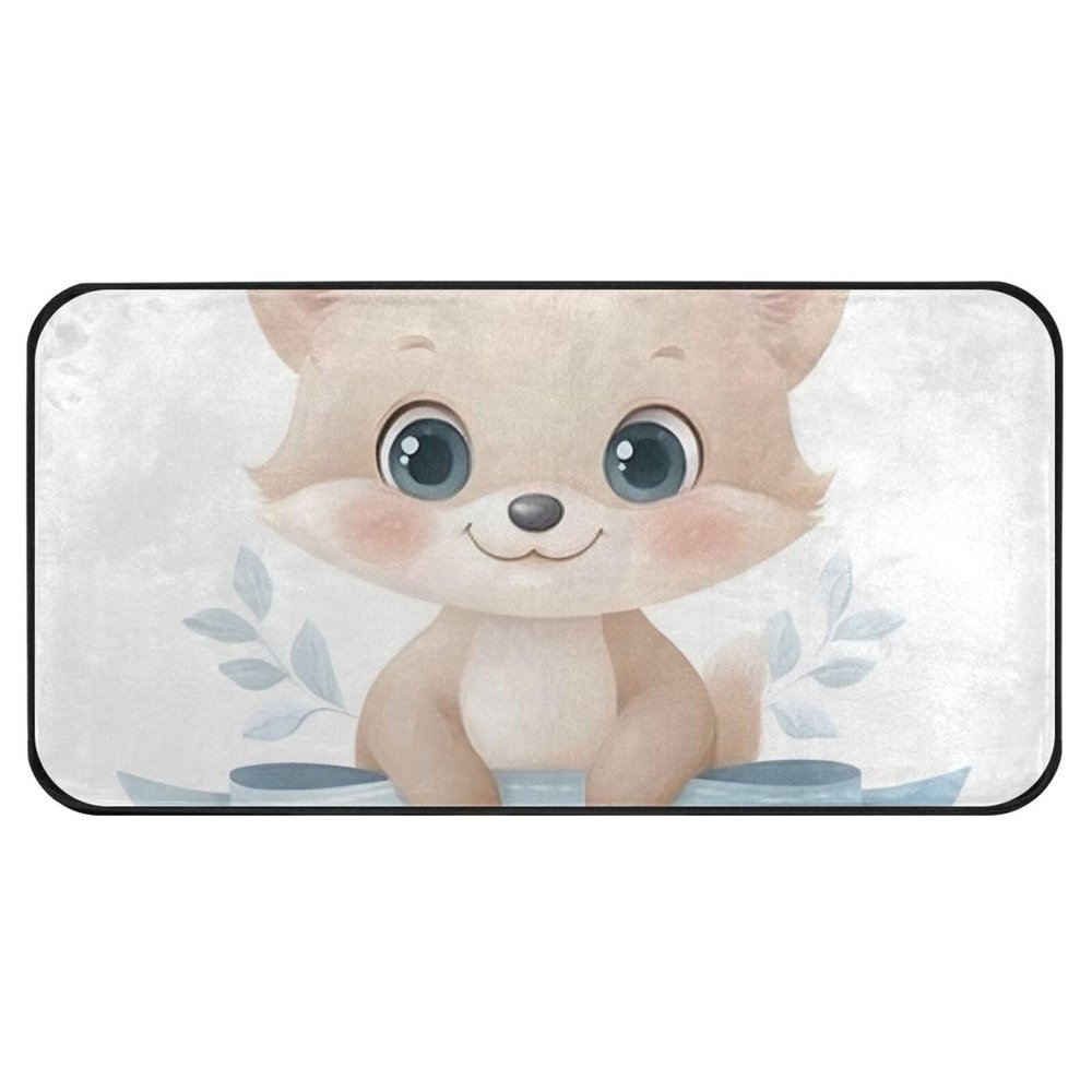 Joitme Lovely Fox Baby Rug, Large, White