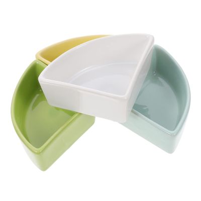 Happyyami Pet Feeding Bowls, 4-Piece Non-Slip Ceramic Set with Safe Design for Hamsters, Hedgehogs, and Guinea Pigs in Small Cages