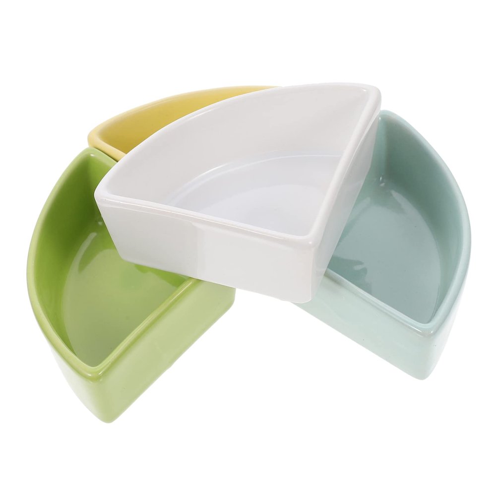 Happyyami Pet Feeding Bowls, 4-Piece Non-Slip Ceramic Set with Safe Design for Hamsters, Hedgehogs, and Guinea Pigs in Small Cages