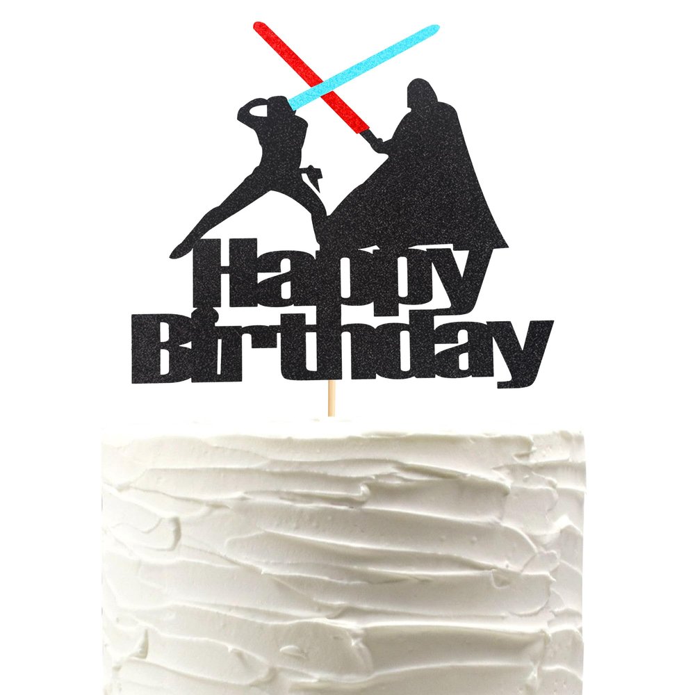 Arthsdite Darth Vader Happy Birthday Cake Topper, Alien War Cake Pick
