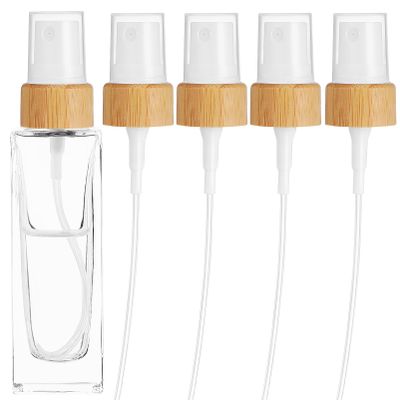 Pump Head Replacements for Oil and Cosmetic Bottles, 5-Pack, Bamboo, White