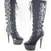 SPONYBORTY 14.5 cm Black Women's Platform Boots, High Heels, Long Shaft, Open Toe, A/46EU view 4