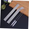 Stainless Steel Drinking Straw Set, 1 Set, Silver, with Cleaning Brush view 3