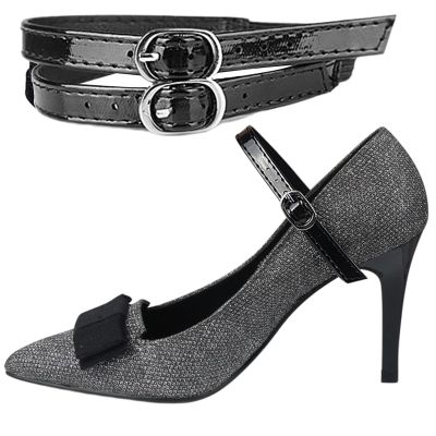 Generico Transparent Black Elastic Heel Shoe Straps with Buckles