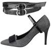 Generico Transparent Black Elastic Heel Shoe Straps with Buckles view 1