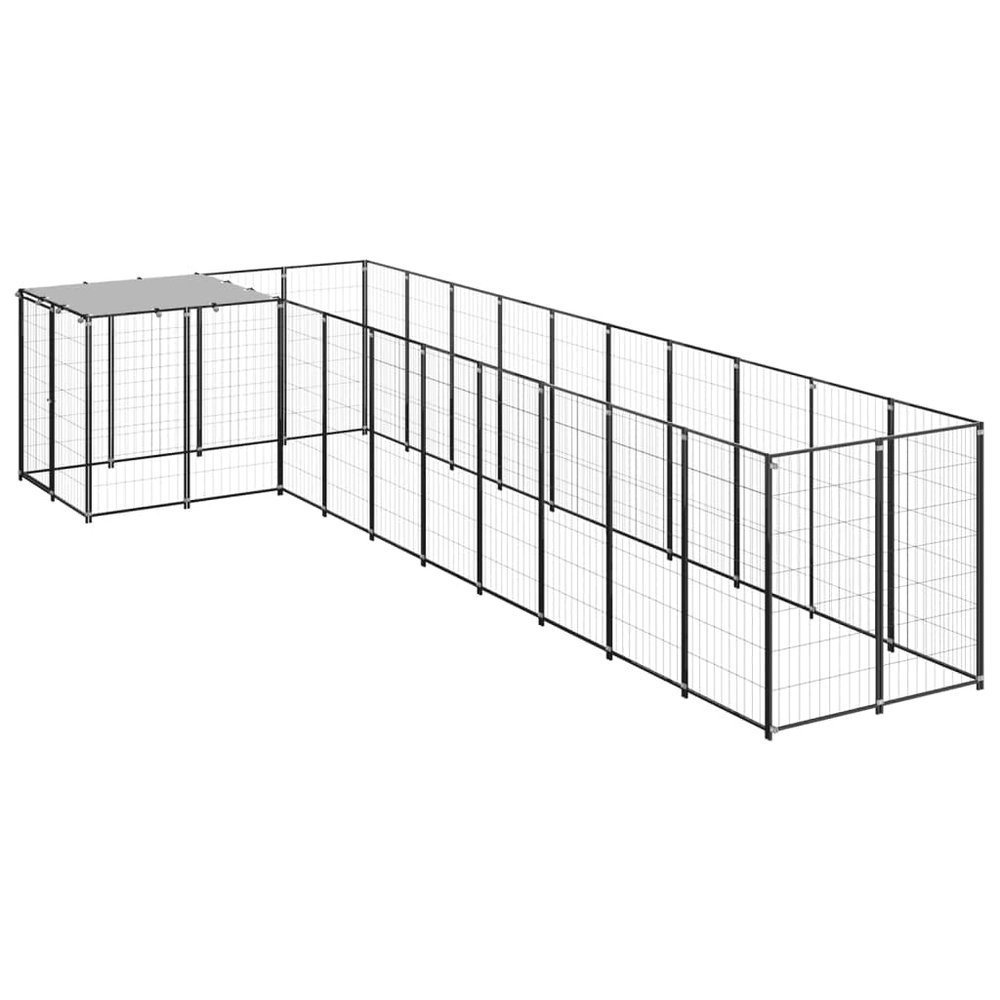 Black Steel Dog Kennel, 7.26 m², for Garden and Patio