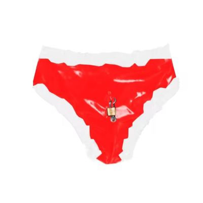 YGZHANYUANOKU Lockable Sissy Men's PVC Ruffled Bloomer Skirted Briefs, Red, S