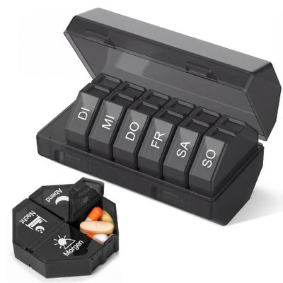 Yaklim 7-Day Pill Organizer, 4 Compartments per Day, Extra-Large Compartments