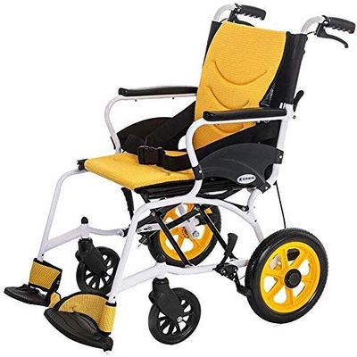 PNAJFUEL Foldable Self-Propelled Aluminum Wheelchair with Safety Belt, 36 Small-Wheel Rotation