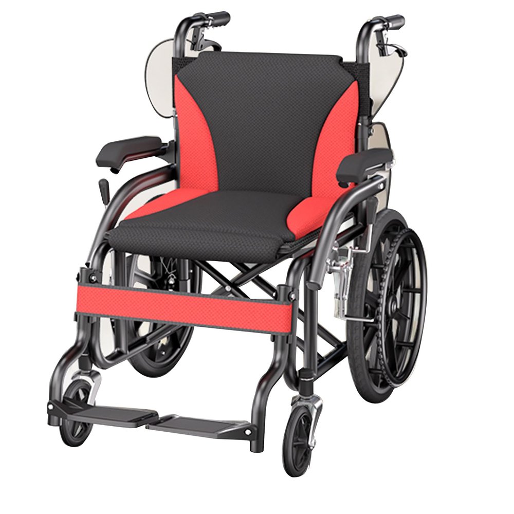 SXTYFBB Lightweight Folding Wheelchair for Adults, Self-Propelled Transfer and Transport Wheelchair, Aluminum