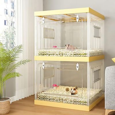 Panoramic Hamster Cage with Front-Opening Door, 45 x 45 x 75 cm