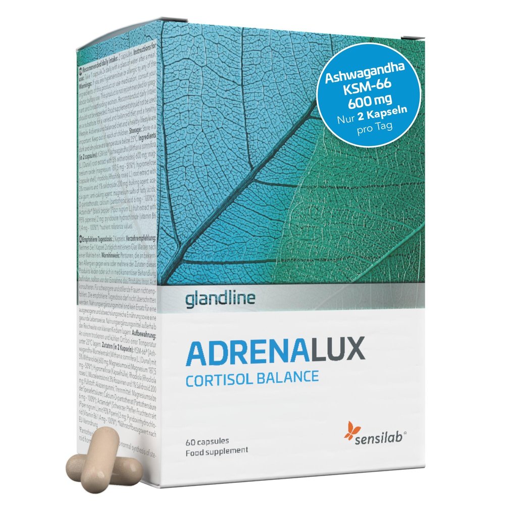 Sensilab AdrenaLux Ashwagandha 600 mg with Rhodiola Rosea, Magnesium & Vitamins
