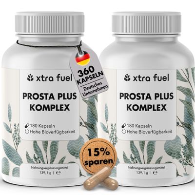 Prosta Plus Complex – 360 High-Dose Prostate Capsules – Unique Formula with Pumpkin Seed, Saw Palmetto, Nettle Root Extract, Zinc, Vitamin E & Selenium – Tested, Vegan