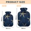 Hot Water Bottle with Soft Cover, Starfish Design, Gold and Navy Blue, 1 L view 3