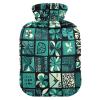 Geometric Tile Hot Water Bottle, Blue-Green, with Soft Cover, 2 L view 1