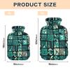 Geometric Tile Hot Water Bottle, Blue-Green, with Soft Cover, 2 L view 3