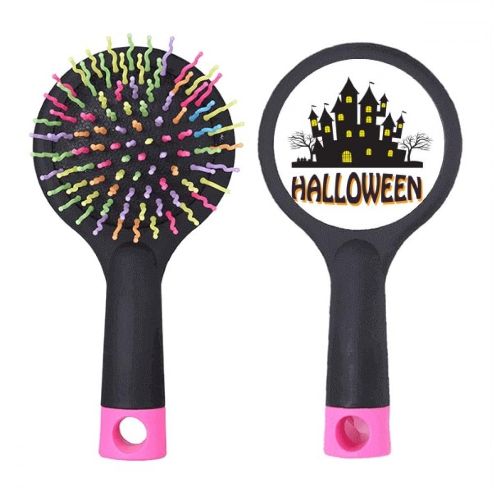 Happy Halloween Horror Castle Salon Detangling Hair Brush with Cushion Base