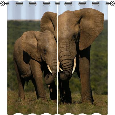 3D Elephant Blackout Curtain for Kids’ Rooms, 280 x 180 cm
