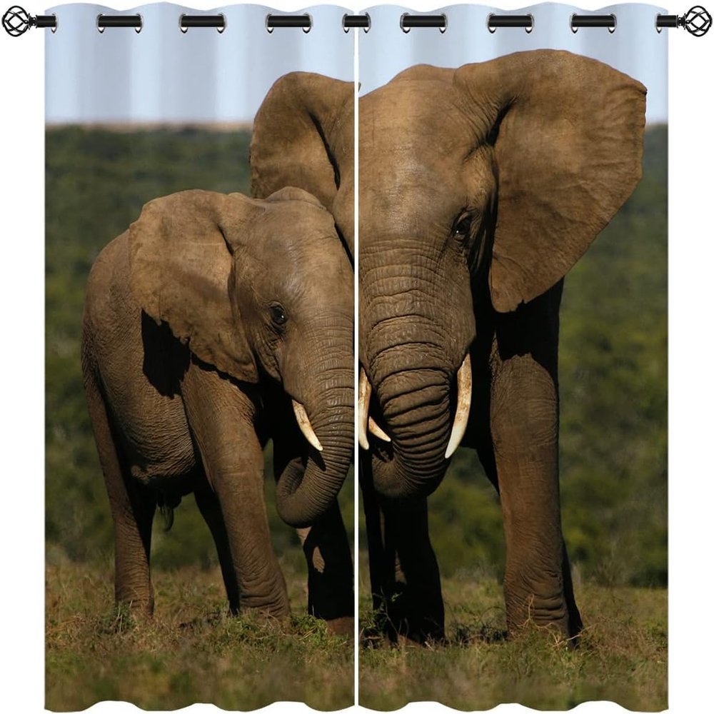 3D Elephant Blackout Curtain for Kids’ Rooms, 280 x 180 cm