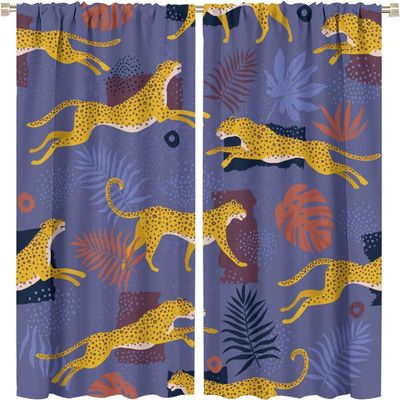 Leopard Print Blackout Thermal Curtain, 220 x 215 cm