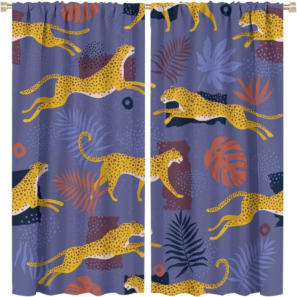 Leopard Print Blackout Thermal Curtain, 220 x 215 cm
