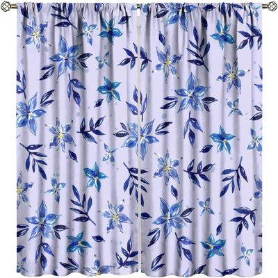 3D Blackout Curtain with Floral Plants, 220 x 215 cm