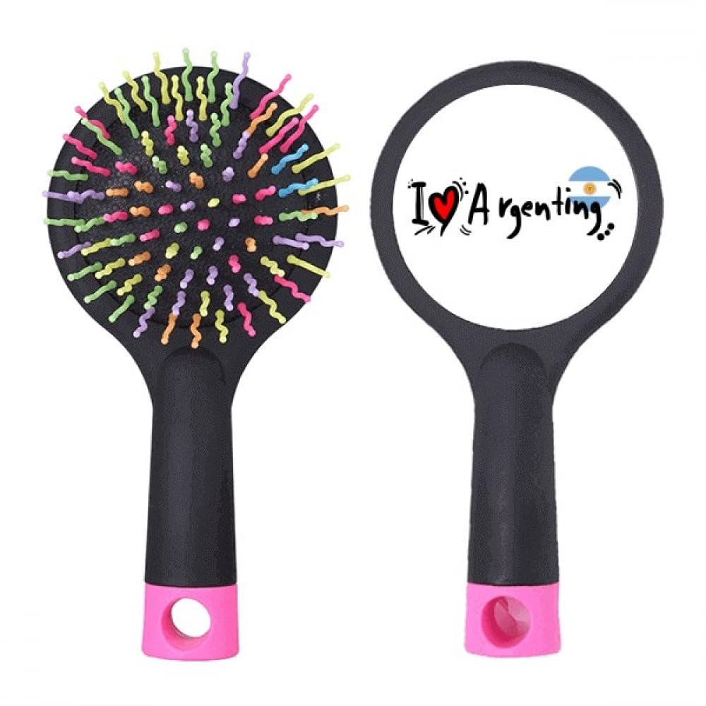 I Love Argenting Word Flag Love Heart Illustration Salon Detangling Hair Brush with Cushion Base