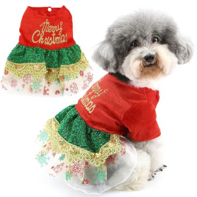 Zunea Christmas Dress for Small Dogs, Merry Christmas, Glitter Snowflake Holiday Outfit, XS/S