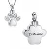 AIWENXI Crystal Paw Print Cremation Jewelry for Dog/Pet Ashes, Stainless Steel Memorial Urn Pendant Necklace for Men and Women view 3