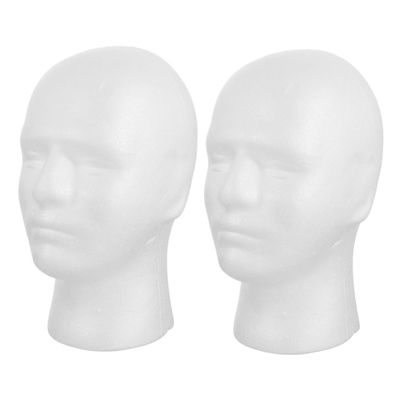 Foam Mannequin Heads for Wigs and Hats, 2-Piece Set, White