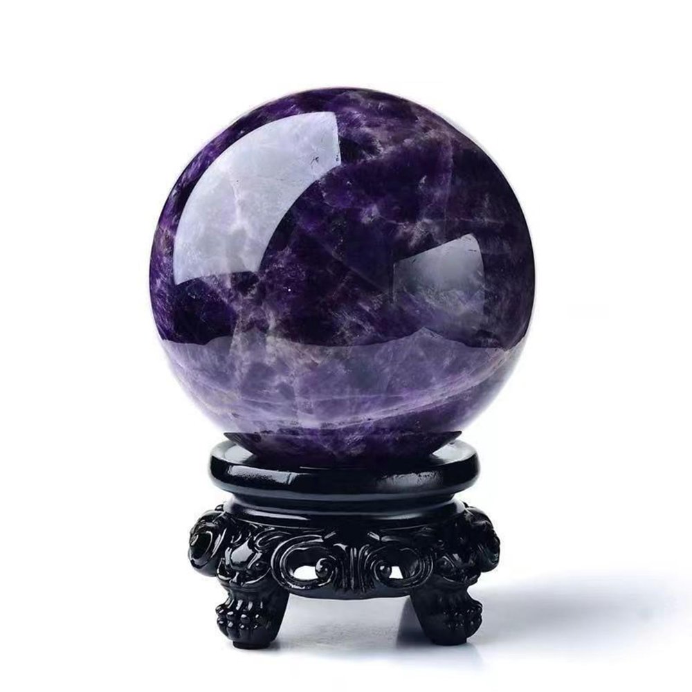 OYWEHECE Dreamy Amethyst Ball, Natural Quartz Crystal Sphere with Stand, 3.14 in