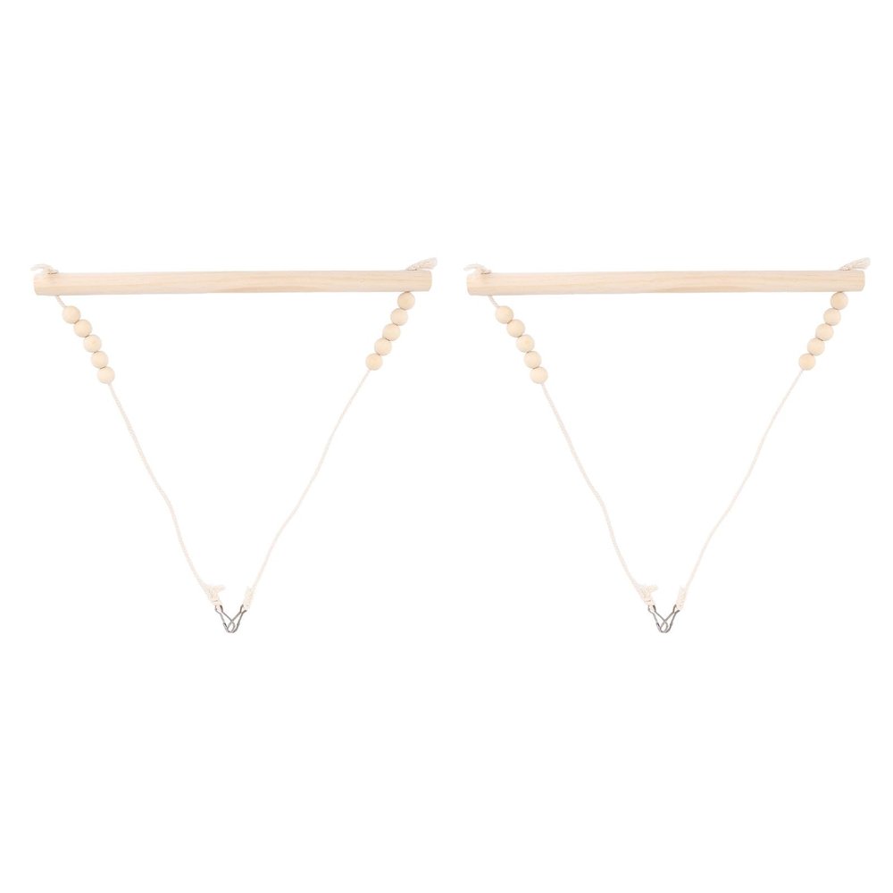 Wooden Bird Swing with Wooden Beads, Triangular Hanging Design for Parrots and Birds, 38 x 2 x 41 cm, 2-Pack