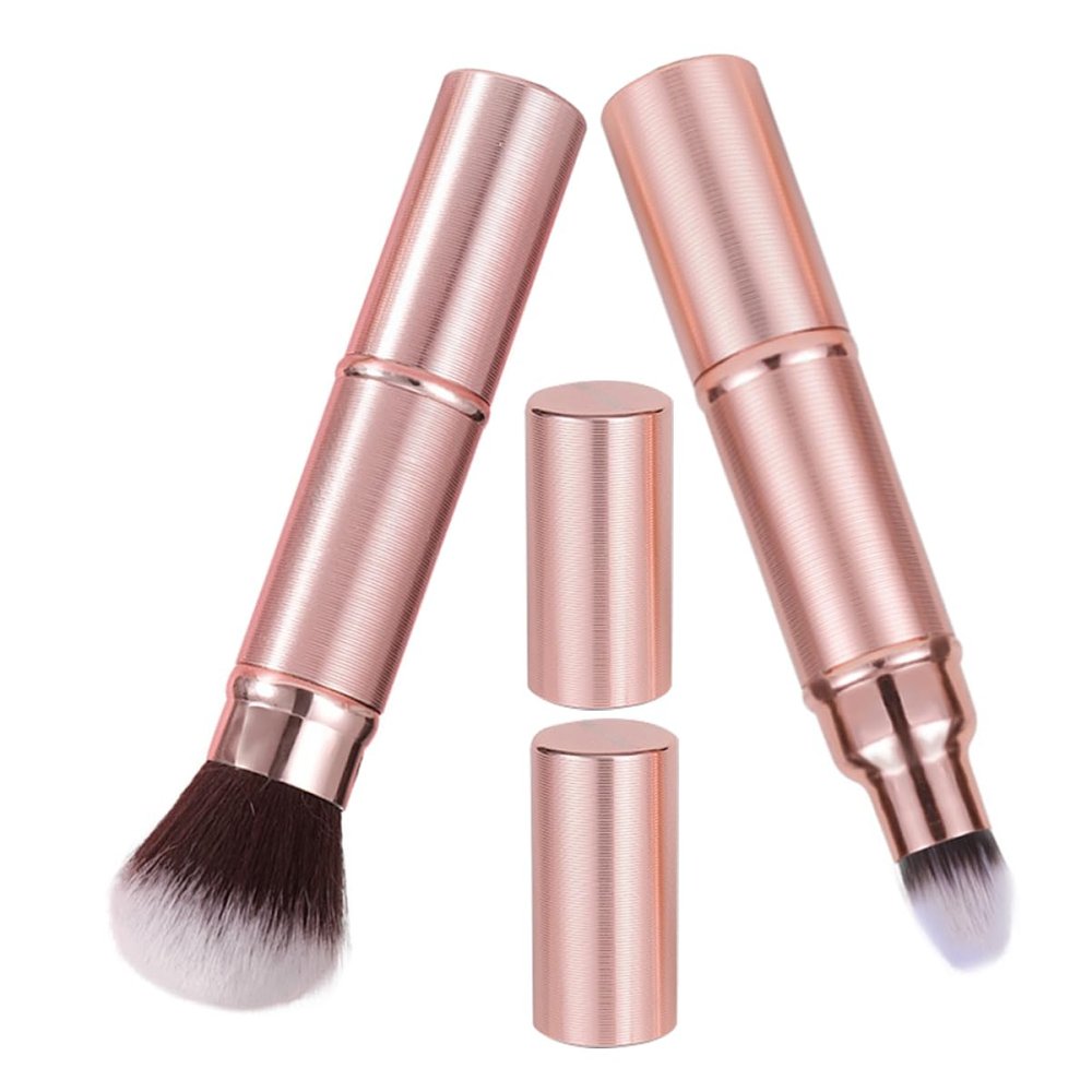 FOMIYES Double-Ended Synthetic Fiber Foundation and Blush Brush, 2-Pack