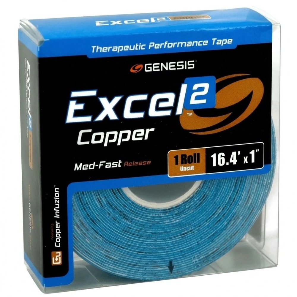 Genrico Excel No. 2 Kinesiology Tape, 2.5 cm x 5 m, Copper-Infused, Blue